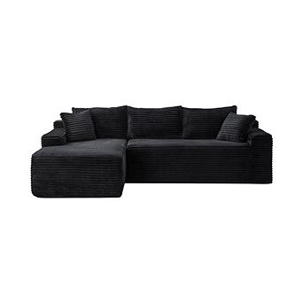 94.5" Left-Facing Sectional Corduroy Couch with Reversible Chaise, L-Shaped for Living Room