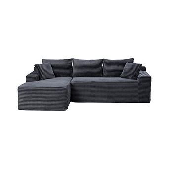 94.5" Left-Facing Sectional Corduroy Couch with Reversible Chaise, L-Shaped for Living Room