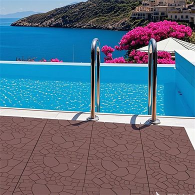 44 Pack 12x12 in Decking Tiles Weather Resistant Interlocking Flooring for Balcony and Pool