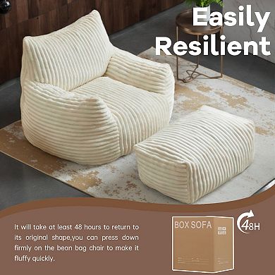Loheer Corduroy Suede Lounge Chair with Ottoman, 5-Zone Ergonomic Support