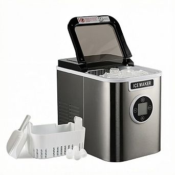 Countertop Ice Maker Machine with 9 Bullet Ice in 7 Mins with Ice Scoop and Basket, Self-Cleaning