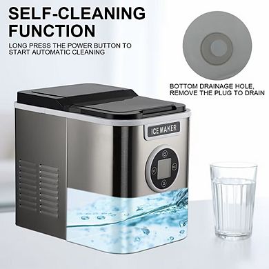 Countertop Ice Maker Machine with 9 Bullet Ice in 7 Mins with Ice Scoop and Basket, Self-Cleaning