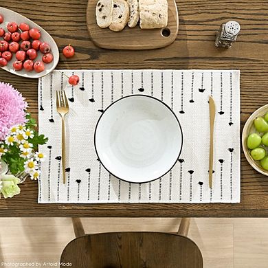 Black Farmhouse Woven Rustic Placemats Set of 4 Macrame Burlap Table Mats