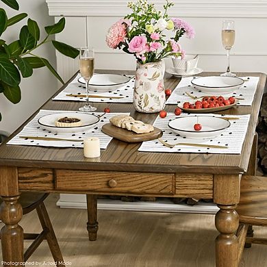 Black Farmhouse Woven Rustic Placemats Set of 4 Macrame Burlap Table Mats