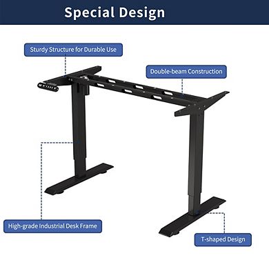 KWPZQEB 55" Electric Standing Rectangular Desk, Height Adjustable Desk, Computer Table for Home