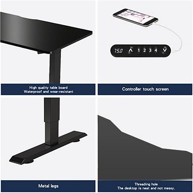 KWPZQEB 55" Electric Standing Rectangular Desk, Height Adjustable Desk, Computer Table for Home