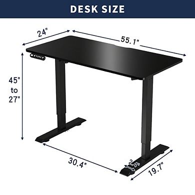 KWPZQEB 55" Electric Standing Rectangular Desk, Height Adjustable Desk, Computer Table for Home