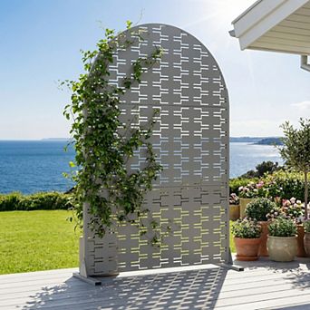 6' x 4' Gray Arched Metal Outdoor Privacy Screen