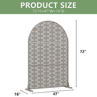 6' x 4' Gray Arched Metal Outdoor Privacy Screen