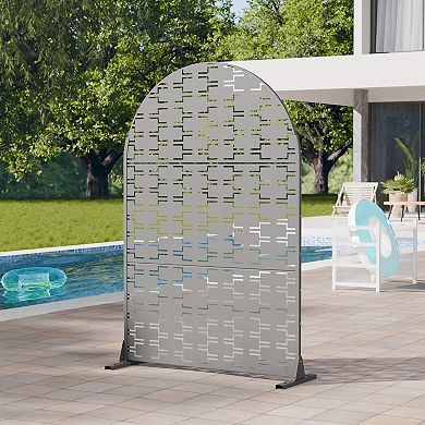6' x 4' Gray Arched Metal Outdoor Privacy Screen