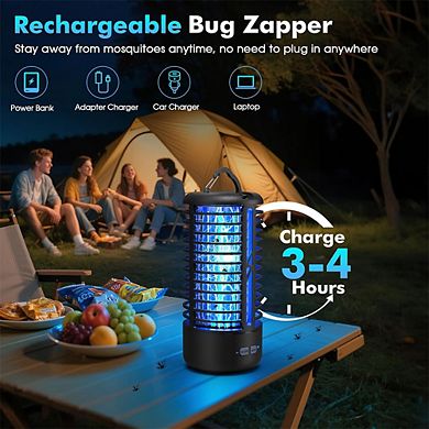 2-Pack Rechargeable Auto On/Off Bug Zapper, 4000mAh 15H for Indoor/Outdoor