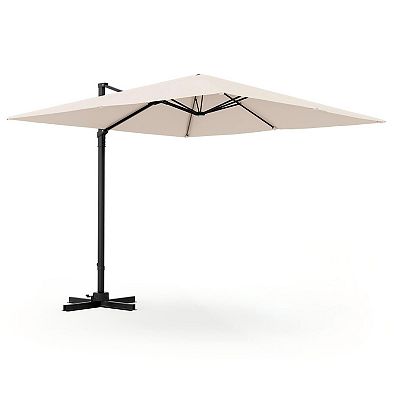 large cantilever umbrella for patio 13' x 13' Granada 120 Square 6 levels of height Fabric Color:Antique Beige - P222 上架-B0F249H5Q1 LAGarden BOHO 7' Fringe