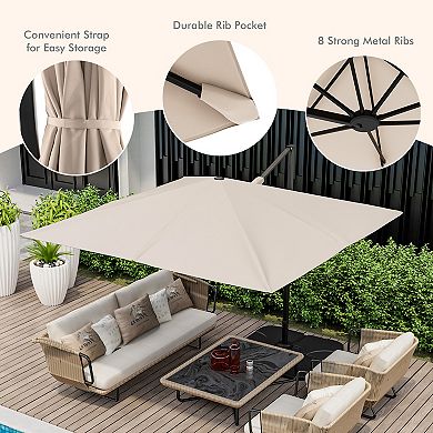 9.5 Foot Square Patio Cantilever Umbrella with 360 Degree Rotation