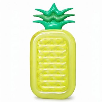 Pineapple-Shaped Inflatable Pool Float with Textured Lounge Surface Durable PVC Raft Float