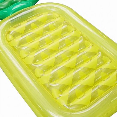 Pineapple-Shaped Inflatable Pool Float with Textured Lounge Surface Durable PVC Raft Float