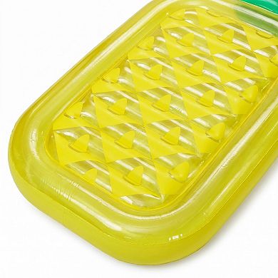 Pineapple-Shaped Inflatable Pool Float with Textured Lounge Surface Durable PVC Raft Float
