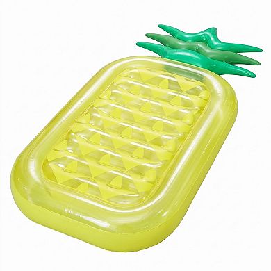 Pineapple-Shaped Inflatable Pool Float with Textured Lounge Surface Durable PVC Raft Float