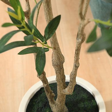6-ft. Artificial Olive Tree in Pot, Faux Olive Silk Tree, Tall Artificial Plants Indoor Home Decor