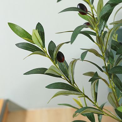 6-ft. Artificial Olive Tree in Pot, Faux Olive Silk Tree, Tall Artificial Plants Indoor Home Decor