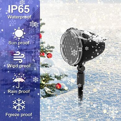 2-Pack Christmas Snowfall Light Projector Rotating Snow Falling, Remote, IP65, 50 Lumens