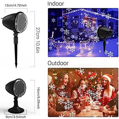 2-Pack Christmas Snowfall Light Projector Rotating Snow Falling, Remote, IP65, 50 Lumens