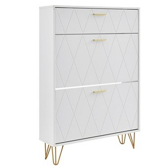 Slim Shoe Cabinet with 3 Flip Drawers, Space-Saving Storage, Ideal for Entryway & Hallway