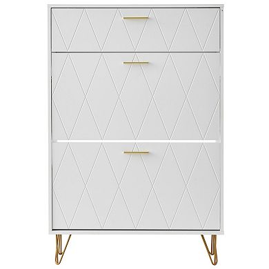 Slim Shoe Cabinet with 3 Flip Drawers, Space-Saving Storage, Ideal for Entryway & Hallway