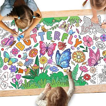 Butterfly Coloring Poster, disposable paper activity cover, interactive party decor