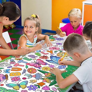 Butterfly Coloring Poster, disposable paper activity cover, interactive party decor