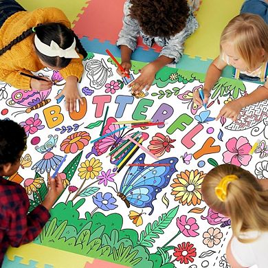 Butterfly Coloring Poster, disposable paper activity cover, interactive party decor