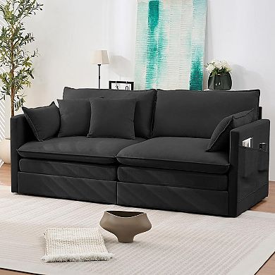 Mjkone Convertible Loveseat Sleeper Sofa with Folding Mattress for Small Spaces