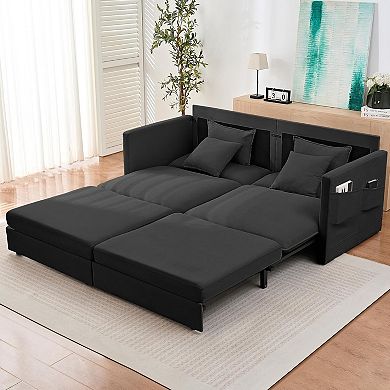 Mjkone Convertible Loveseat Sleeper Sofa with Folding Mattress for Small Spaces