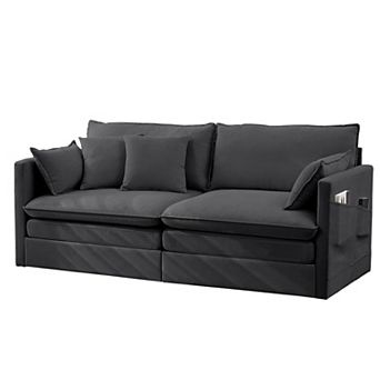 Mjkone Convertible Loveseat Sleeper Sofa with Folding Mattress for Small Spaces