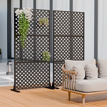 Laurence 72" H x 35" W Modern Diamond Laser-Cut Privacy Screen (Set of 2)