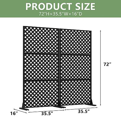 Laurence 72" H x 35" W Modern Diamond Laser-Cut Privacy Screen (Set of 2)