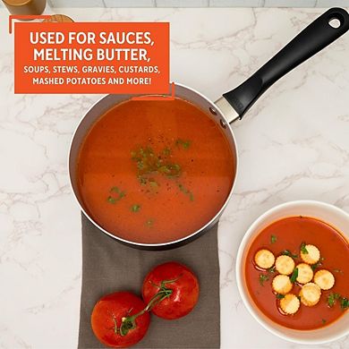 Ceramic Nonstick Saucepan with Lid, Aluminum, Cool-Touch Handle