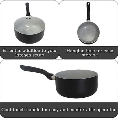 Ceramic Nonstick Saucepan with Lid, Aluminum, Cool-Touch Handle