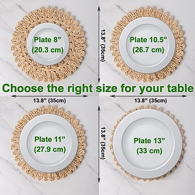 Round Corn Husk Placemats Set, Boho Woven Rattan Table Mats