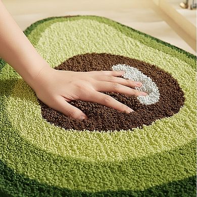 Tufted Floor Mat with Fruit Inspired Design Non Slip Backing Soft Plush Decorative Rug