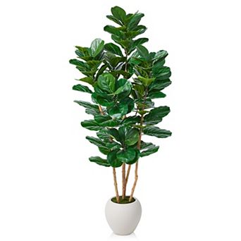 Artificial Fiddle Leaf Fig Tree with Natural Wood Trunk - VeriNatural