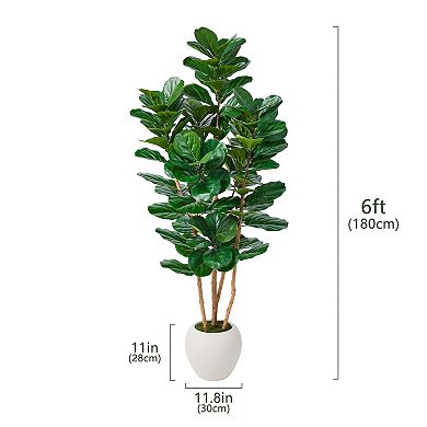 Artificial Fiddle Leaf Fig Tree with Natural Wood Trunk - VeriNatural