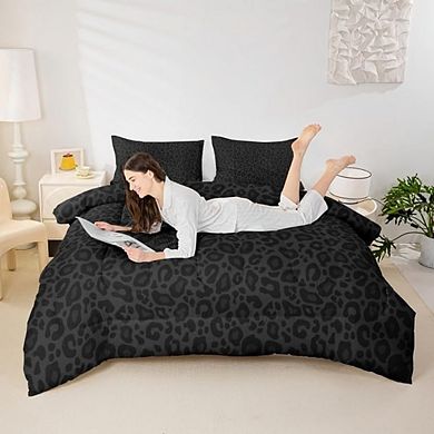 Leopard Print Super Soft 3-Piece Comforter Set Duvet Insert