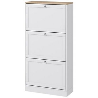 Slim Narrow Shoe Cabinet with 3 Flip Drawers & Adjustable Shelves, Ideal for Entryway & Hallway