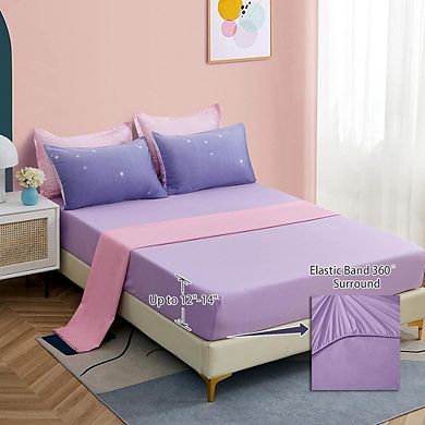 7-Piece Full Comforter Set Rainbow Ombre Kids Bedding Sheets Pillow Shams