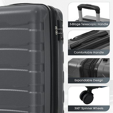KWPZQEB 20" Hardshell ABS Carry on with Expandable, Travel Suitcase with Spinner Wheels & TSA Lock
