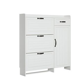 Shoe Cabinet with 3 Flip Doors & 1 Drawer, Adjustable Shelves, for Entryway Storage