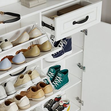 Shoe Cabinet with 3 Flip Doors & 1 Drawer, Adjustable Shelves, for Entryway Storage