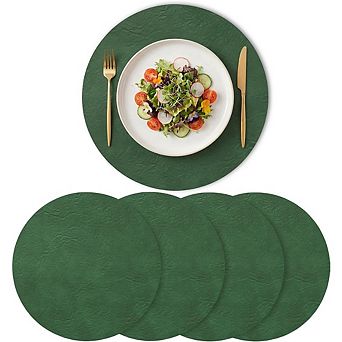 Faux Leather Placemats Set of 4, Waterproof Reversible and Heat Resistant