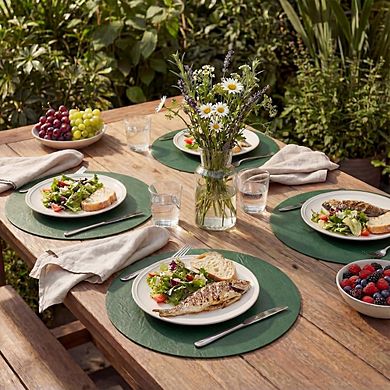 Faux Leather Placemats Set of 4, Waterproof Reversible and Heat Resistant