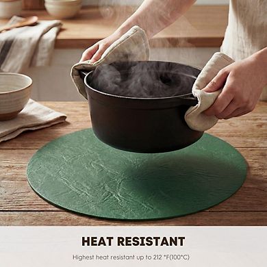 Faux Leather Placemats Set of 4, Waterproof Reversible and Heat Resistant